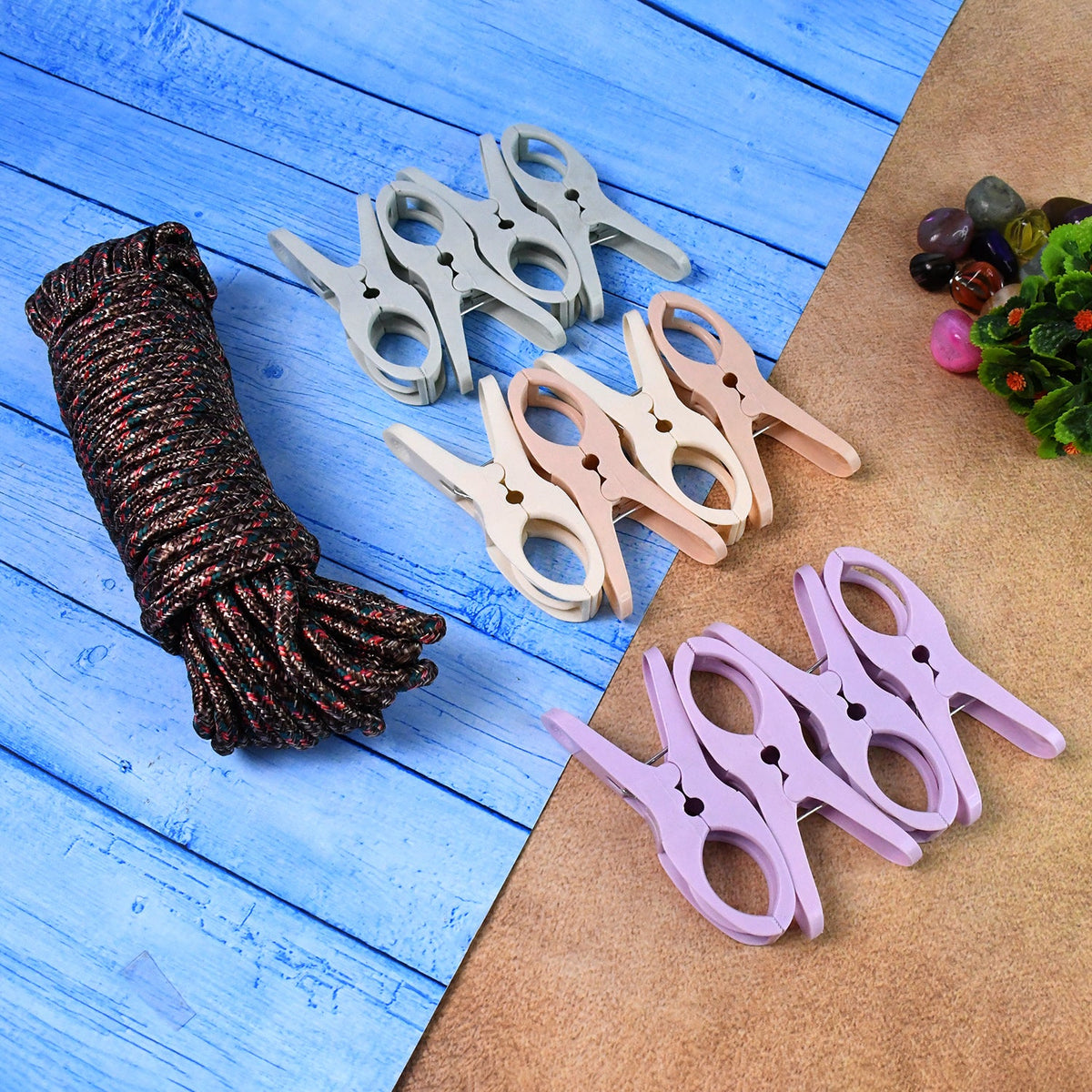 Cloth Drying Rope with 12 Clips