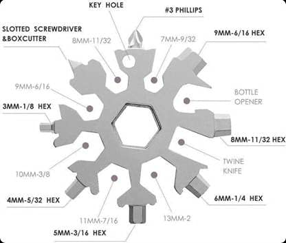 18 in 1 Snowflake Multi Tool