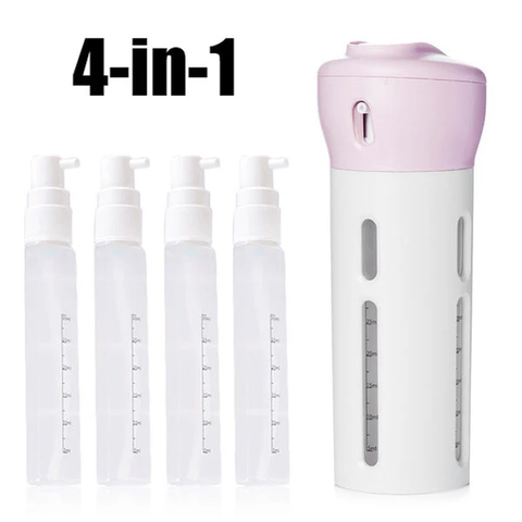 Travel Plastic Leak Proof  4 in 1 Travel Dispenser Bottle Refillable Cosmetic Containers Set (Multicolor)