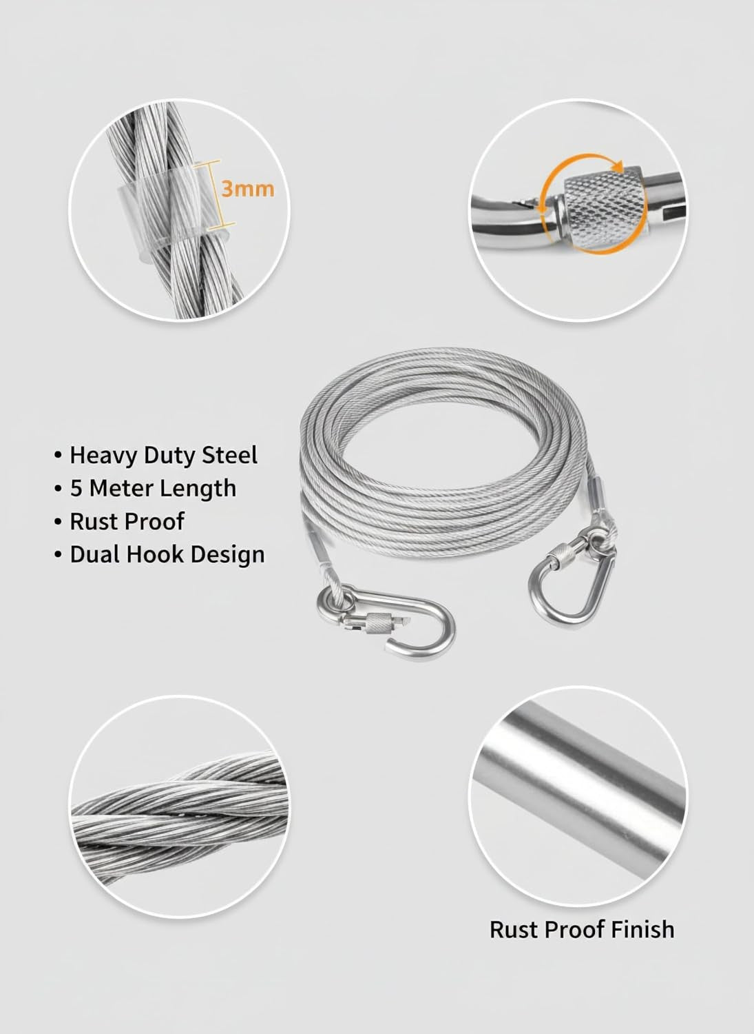 Steel Wire Cloth Rope (10 Mtr)