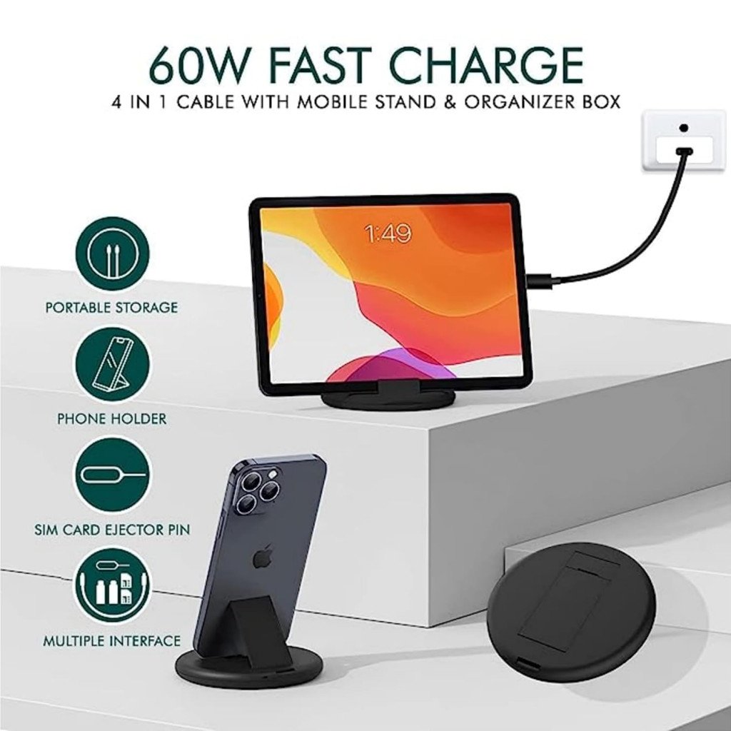 60W Travel Data Cable