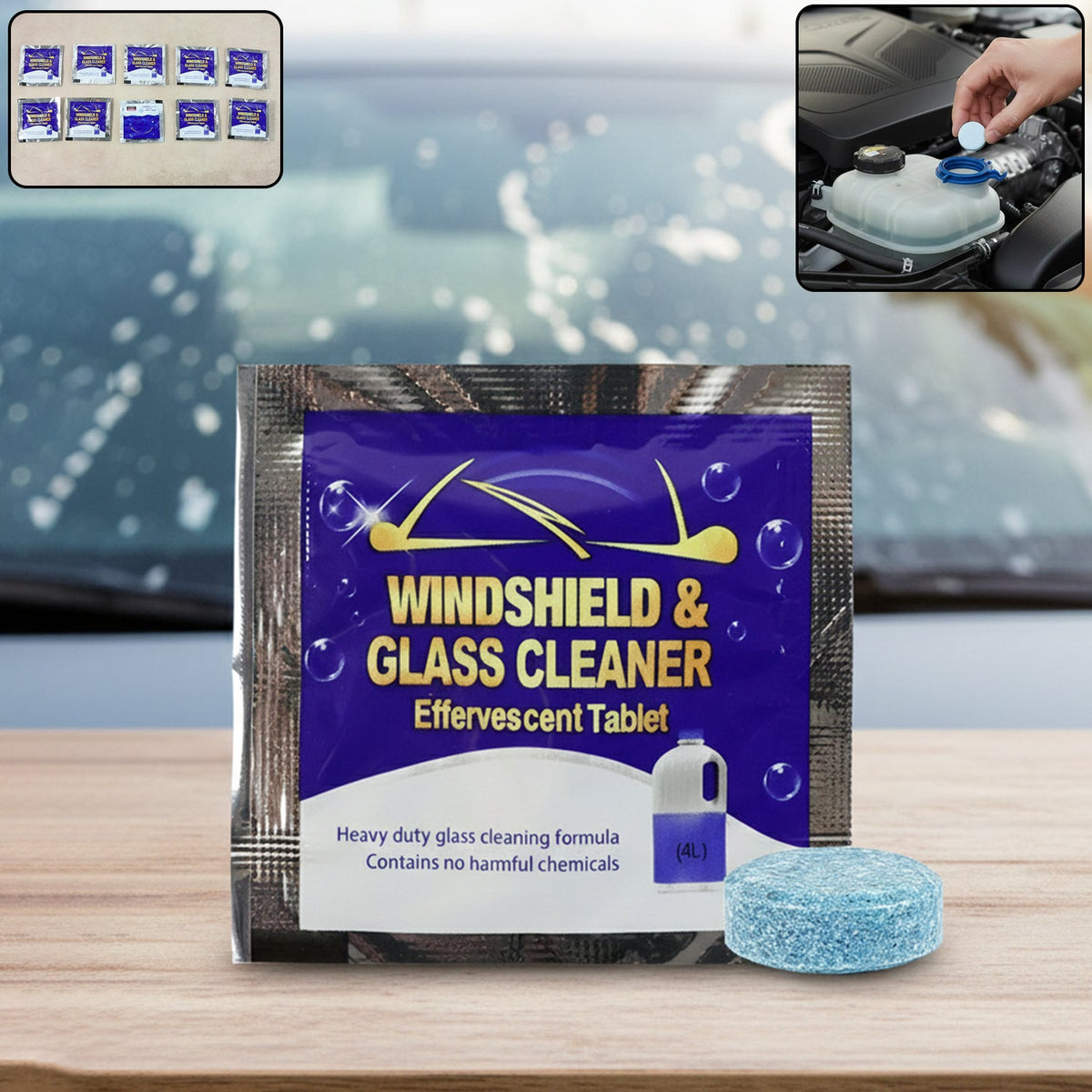 Effervescent Car Windshield Wiper Glass Cleaner Tablets