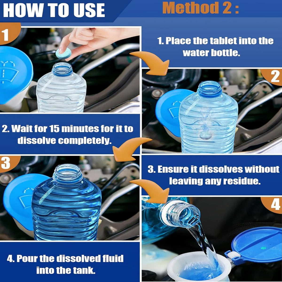 Effervescent Car Windshield Wiper Glass Cleaner Tablets